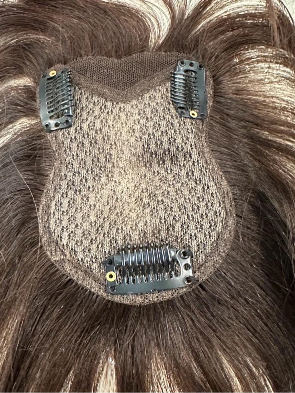 11” Dark Brown Human Hair Topper with Bangs Hair Extensions #TF4‎